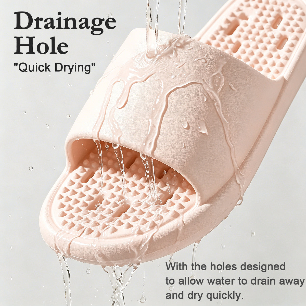 GOEWY Shower Shoes with Drain Holes Massage Granules for Women Men Gym Shower Slippers Slides Quick Drying Bathroom Beach Sandals Lightweight Non-Slip