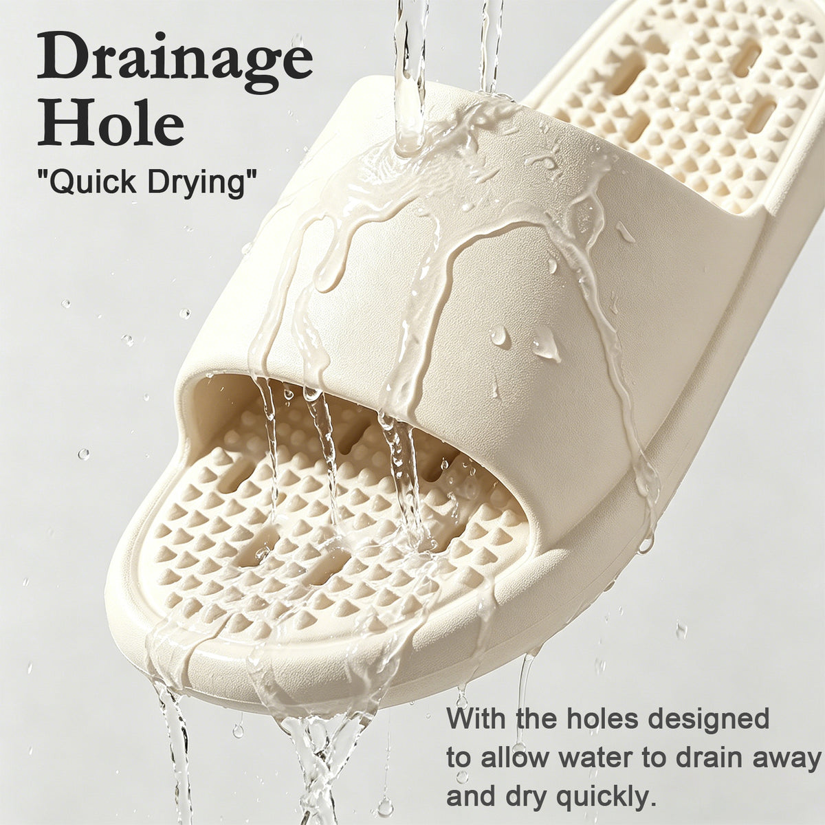 GOEWY Shower Shoes with Drain Holes Massage Granules for Women Men Gym Shower Slippers Slides Quick Drying Bathroom Beach Sandals Lightweight Non-Slip