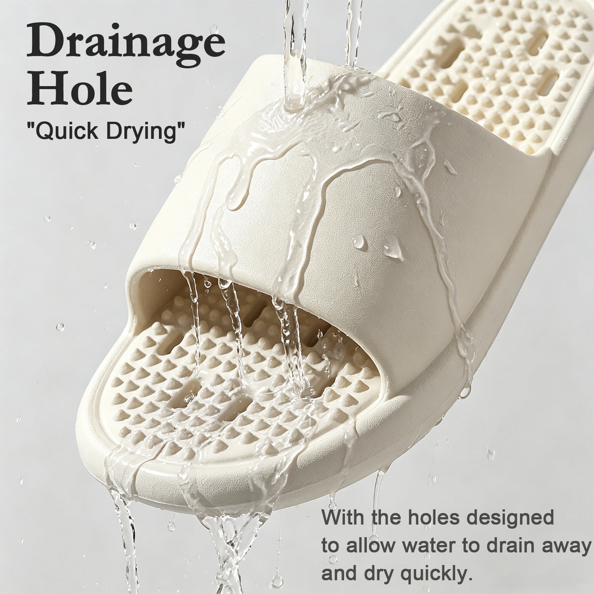 GOEWY Shower Shoes with Drain Holes Massage Granules for Women Men Gym Shower Slippers Slides Quick Drying Bathroom Beach Sandals Lightweight Non-Slip