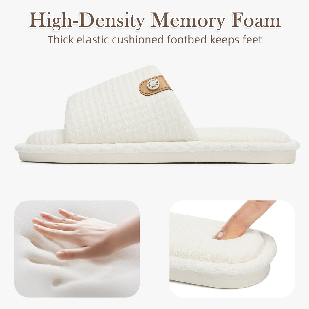 GOEWY Open Toe Slippers for Women with Memory Foam Slip On House Slippers indoor outdoor Anti-Skid Soft Birthday Gifts for Women Her Mom