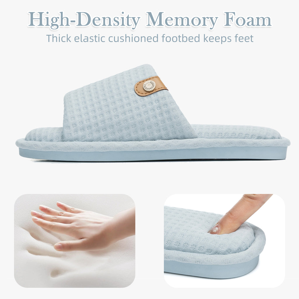 GOEWY Open Toe Slippers for Women with Memory Foam Slip On House Slippers indoor outdoor Anti-Skid Soft Birthday Gifts for Women Her Mom