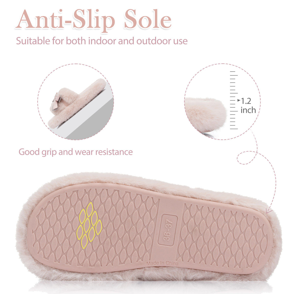 GOEWY Cute Bow Slippers for Women with Memory Foam Open Toe Fuzzy House Slippers indoor outdoor Anti-Skid Soft Birthday Gifts for Women Mom