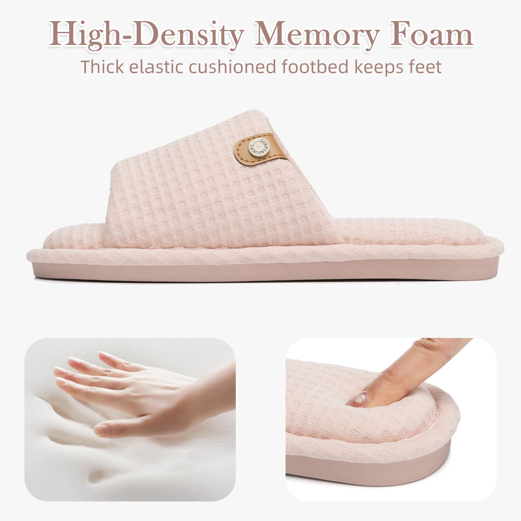 GOEWY Open Toe Slippers for Women with Memory Foam Slip On House Slippers indoor outdoor Anti-Skid Soft Birthday Gifts for Women Her Mom