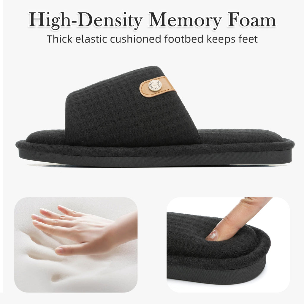 GOEWY Open Toe Slippers for Women with Memory Foam Slip On House Slippers indoor outdoor Anti-Skid Soft Birthday Gifts for Women Her Mom