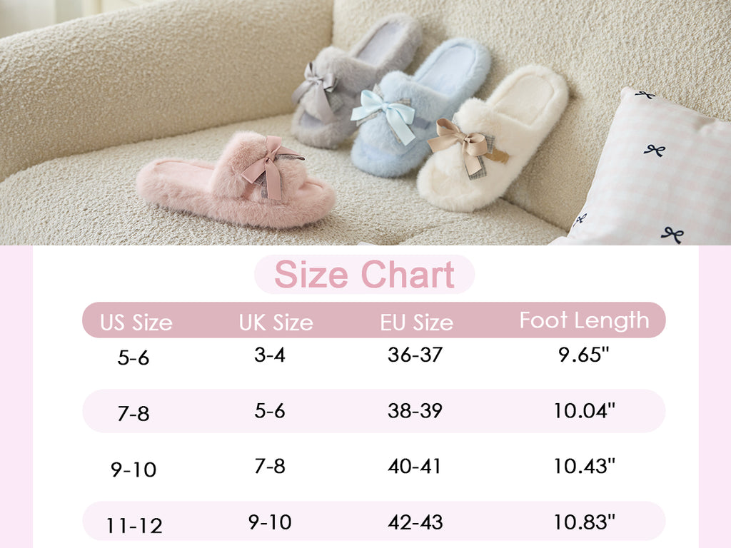 GOEWY Cute Bow Slippers for Women with Memory Foam Open Toe Fuzzy House Slippers indoor outdoor Anti-Skid Soft Birthday Gifts for Women Mom