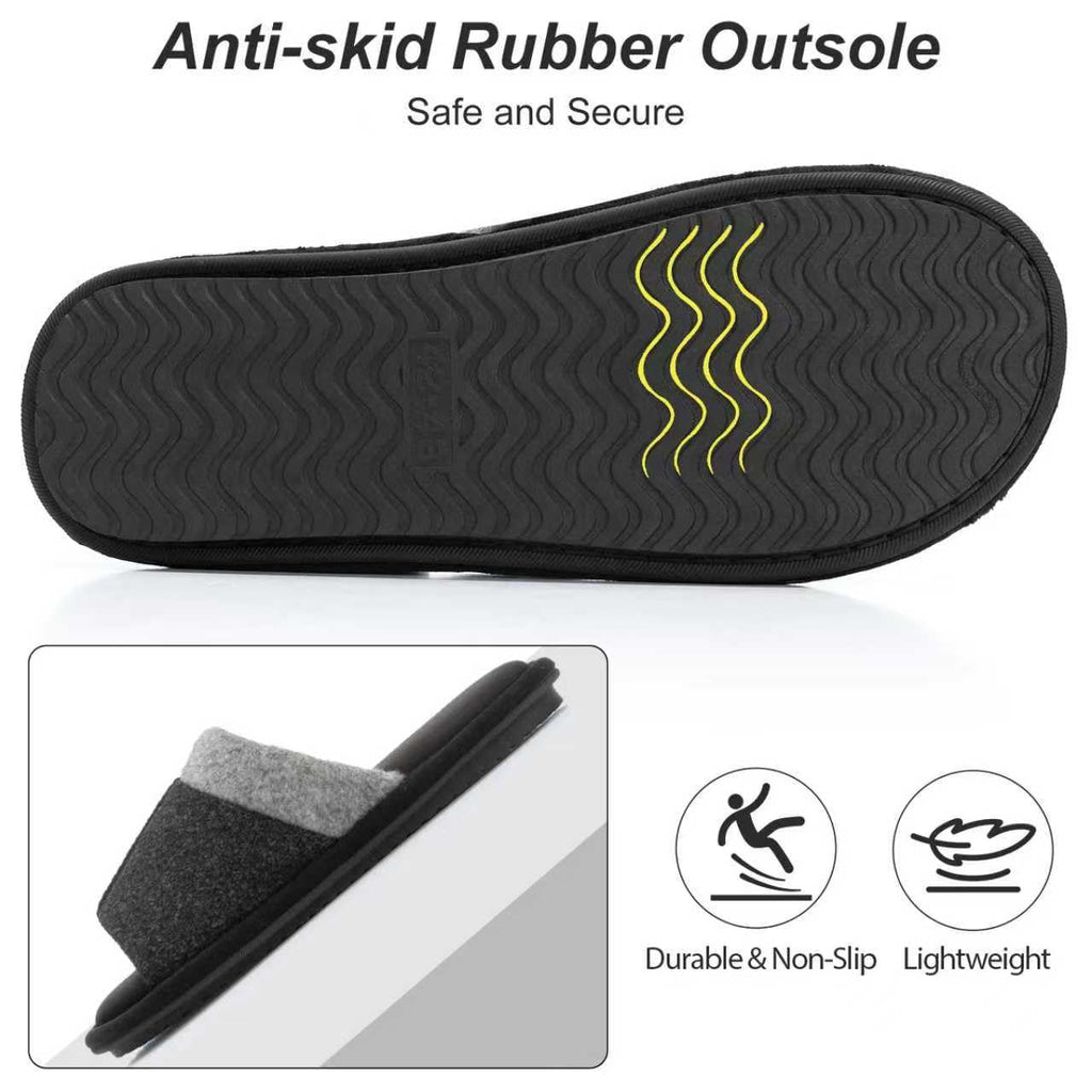 GOEWY Mens Cozy Memory Foam Slippers Indoor Outdoor Gifts for Men Slip On House Shoes Anti-skid Soft Open Toe Slippers