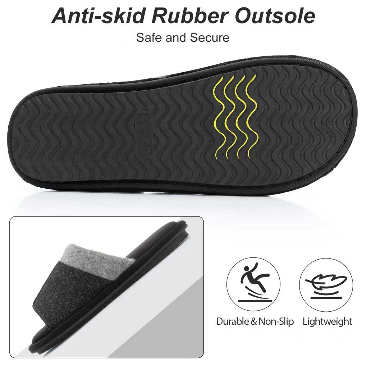 GOEWY Mens Cozy Memory Foam Slippers Indoor Outdoor Gifts for Men Slip On House Shoes Anti-skid Soft Open Toe Slippers
