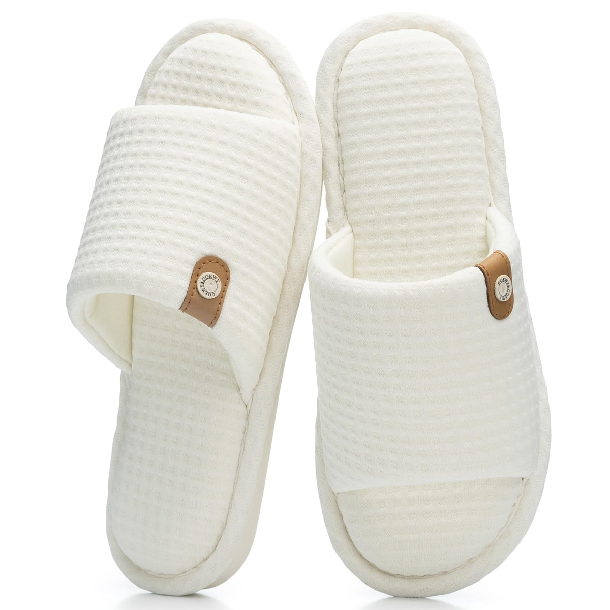 GOEWY Open Toe Slippers for Women with Memory Foam Slip On House Slippers indoor outdoor Anti-Skid Soft Birthday Gifts for Women Her Mom