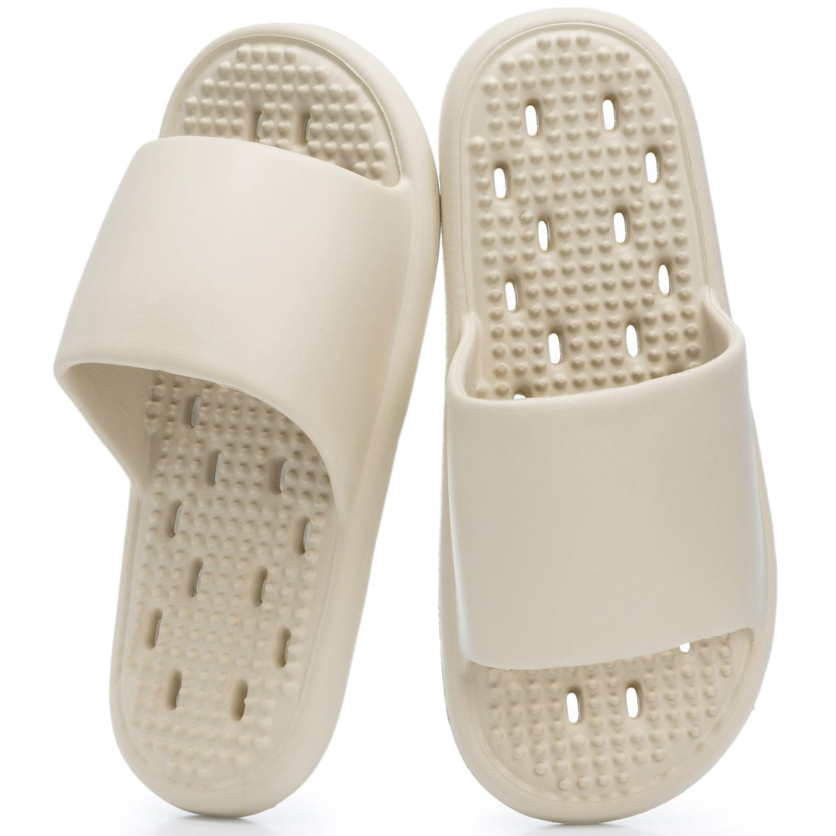 GOEWY Shower Shoes with Drain Holes Massage Granules for Women Men Gym Shower Slippers Slides Quick Drying Bathroom Beach Sandals Lightweight Non-Slip