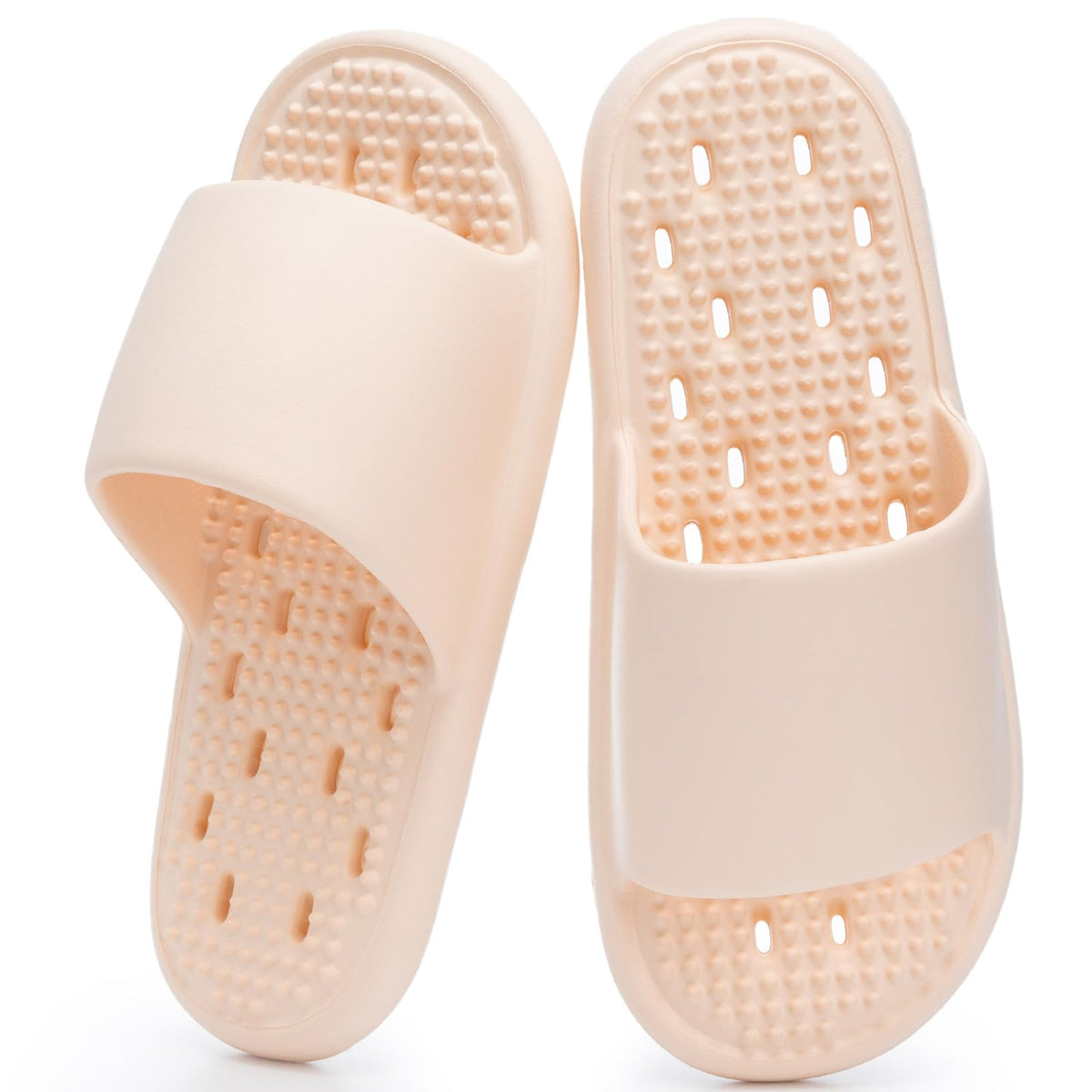 GOEWY Shower Shoes with Drain Holes Massage Granules for Women Men Gym Shower Slippers Slides Quick Drying Bathroom Beach Sandals Lightweight Non-Slip