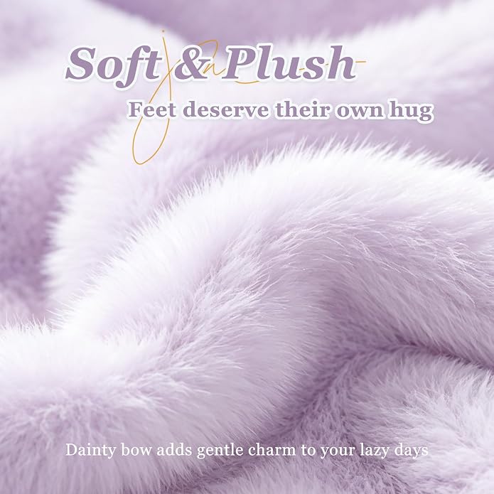 GOEWY Cute Women's Memory Foam House Slippers - Fuzzy Plush Faux Fur Slippers with Bow Butterfly Tie - Anti-Skid Indoor/Outdoor Gifts for Women, Moms & Ladies