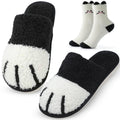 GOEWY Cat Paw Slippers and Fuzzy Cute Socks Mothers Day Gifts Set for Women Mom House Slippers with Memory Foam Warm Cozy Socks