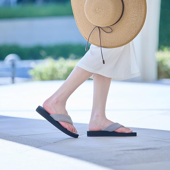 GOEWY Flip Flops for Women With Arch Support Womens Sandals Comfortable Yoga Mat Corduroy Summer Beach Walking Thong Slides Shoes Slip On Indoor Outdoor
