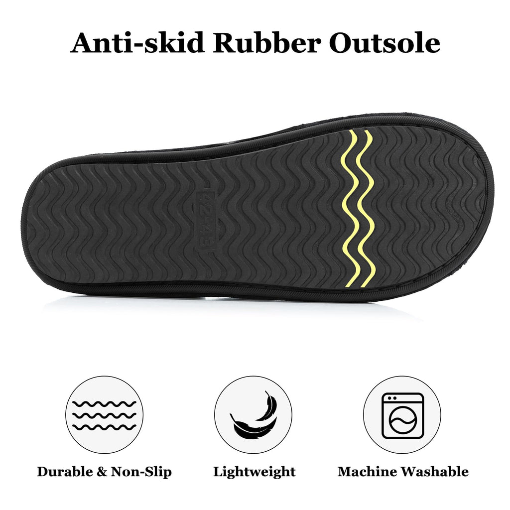 GOEWY Mens Cozy Memory Foam Slippers Indoor Outdoor Gifts for Men Slip On House Shoes Anti-skid Soft Open Toe Slippers