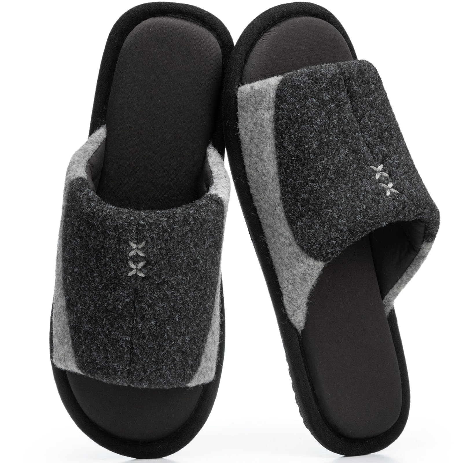 GOEWY Mens Cozy Memory Foam Slippers Indoor Outdoor Gifts for Men Slip On House Shoes Anti-skid Soft Open Toe Slippers