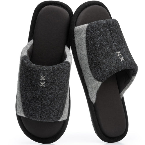 GOEWY Mens Cozy Memory Foam Slippers Indoor Outdoor Gifts for Men Slip On House Shoes Anti-skid Soft Open Toe Slippers
