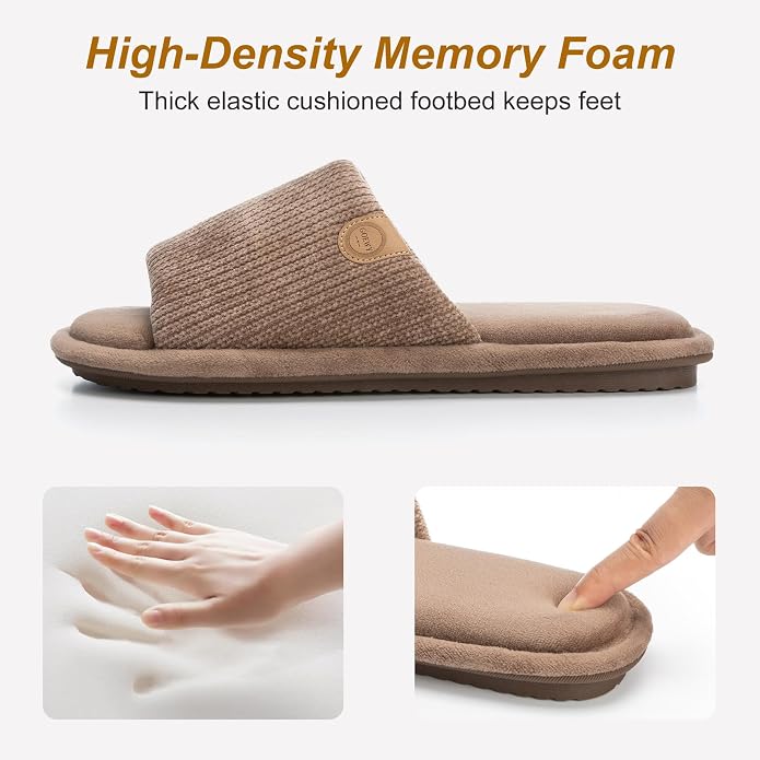 GOEWY Mens Cozy Memory Foam Slippers Indoor Outdoor Gifts for Men Slip On House Shoes Anti-skid Soft Open Toe Slippers