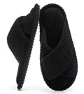 GOEWY Slippers for Women Memory Foam House Bedroom Corduroy Crossbands Open Toe Slides Sandals Shoes Comfy Trendy Gift for womens Anti-Skid sole