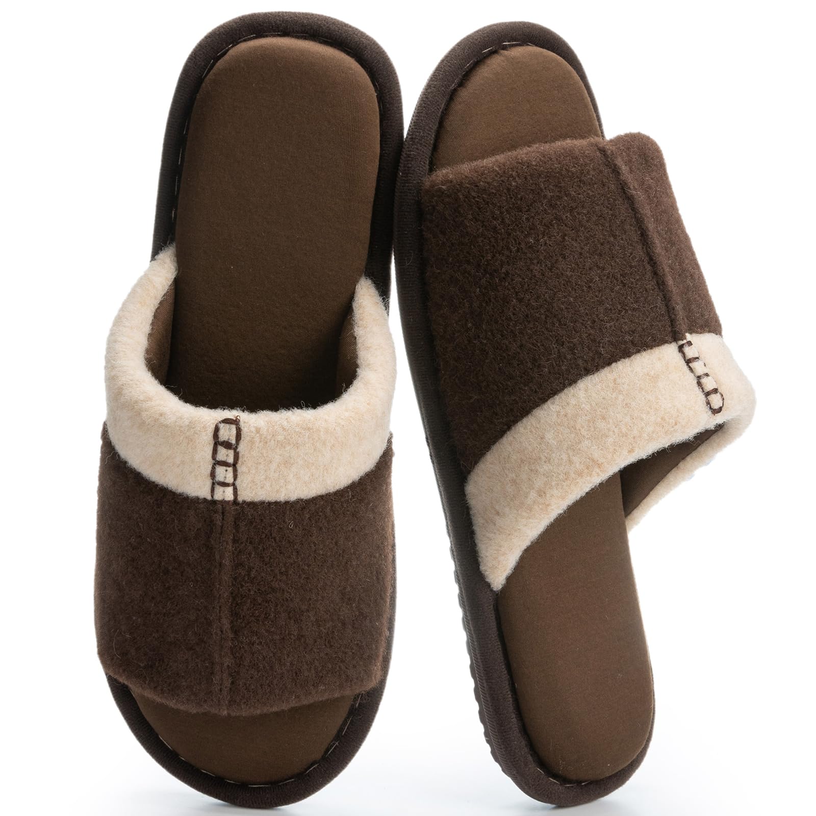 GOEWY Mens Cozy Memory Foam Slippers Indoor Outdoor Gifts for Men Slip On House Shoes Anti-skid Soft Open Toe Slippers