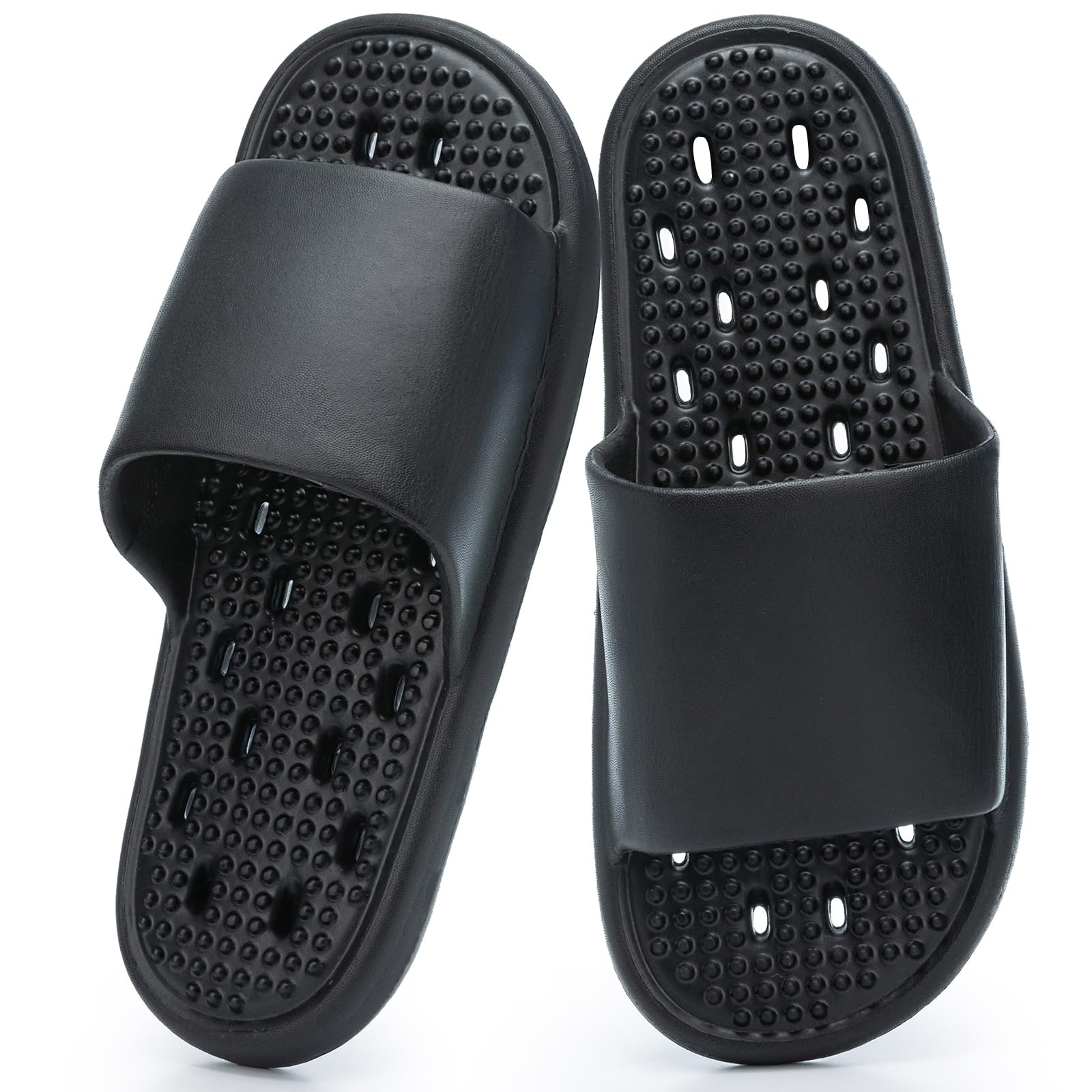 GOEWY Shower Shoes with Drain Holes Massage Granules for Women Men Gym Shower Slippers Slides Quick Drying Bathroom Beach Sandals Lightweight Non-Slip