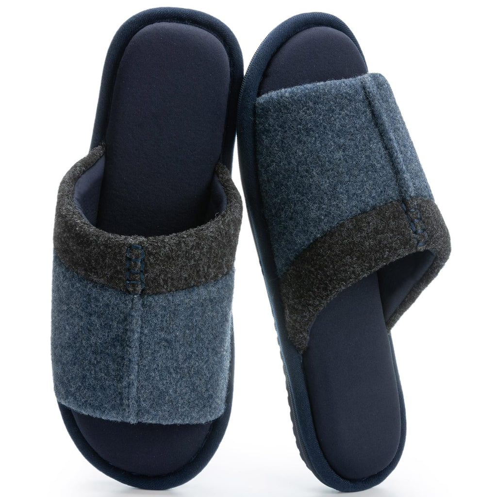 GOEWY Mens Cozy Memory Foam Slippers Indoor Outdoor Gifts for Men Slip On House Shoes Anti-skid Soft Open Toe Slippers