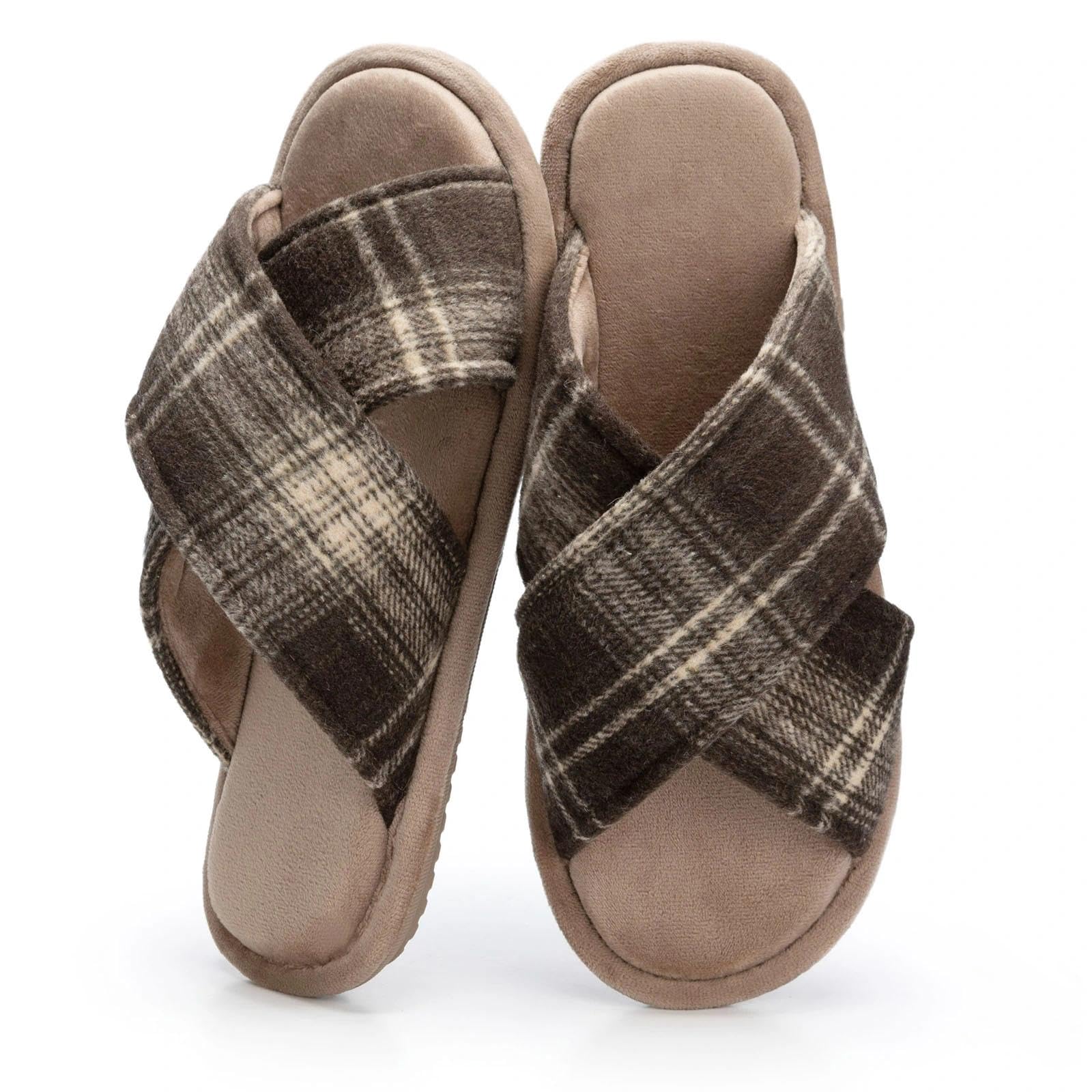 GOEWY Mens Cozy Slippers Cross Band House Slippers with Memory Foam Soft Non-slip Indoor House Shoes Summer Breathable Slipper