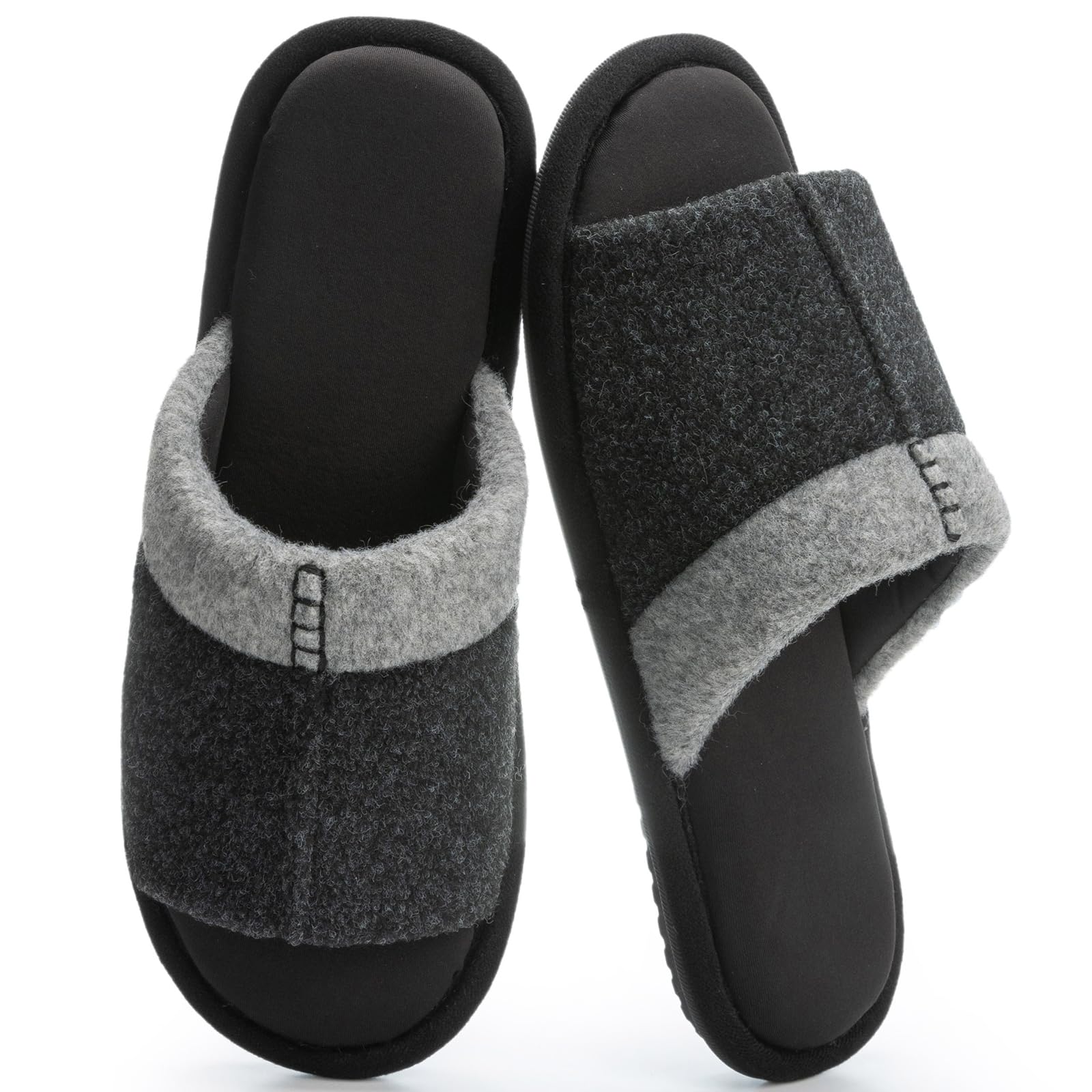 GOEWY Mens Cozy Memory Foam Slippers Indoor Outdoor Gifts for Men Slip On House Shoes Anti-skid Soft Open Toe Slippers
