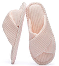GOEWY Slippers for Women Memory Foam House Bedroom Corduroy Crossbands Open Toe Slides Sandals Shoes Comfy Trendy Gift for womens Anti-Skid sole