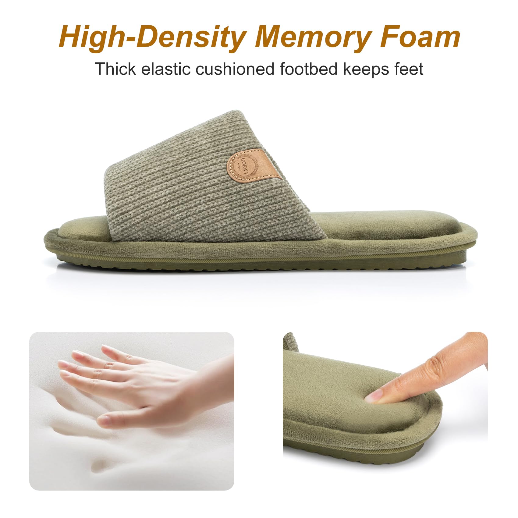 GOEWY Mens Cozy Memory Foam Slippers Indoor Outdoor Gifts for Men Slip On House Shoes Anti-skid Soft Open Toe Slippers