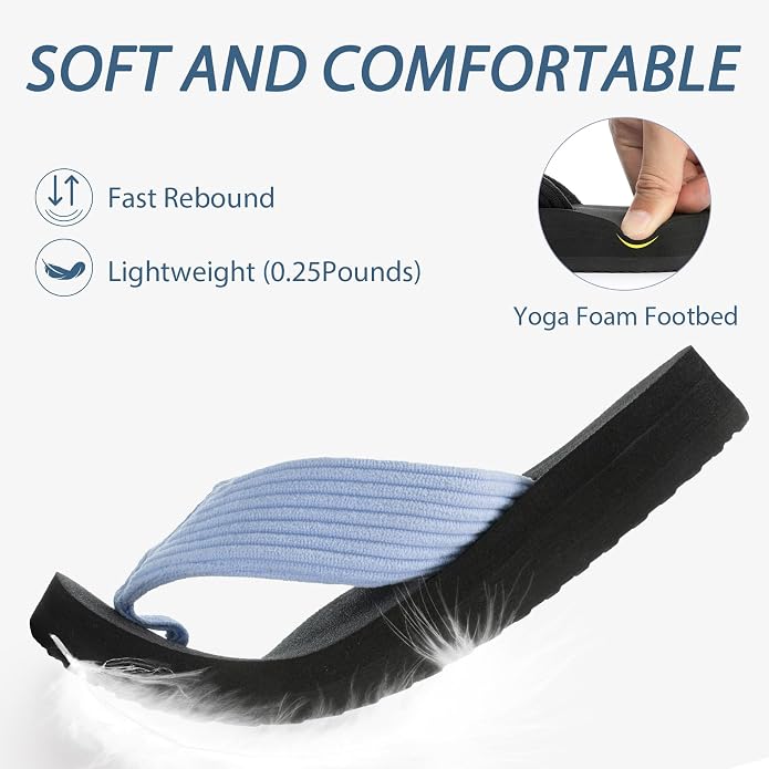 GOEWY Flip Flops for Women With Arch Support Womens Sandals Comfortable Yoga Mat Corduroy Summer Beach Walking Thong Slides Shoes Slip On Indoor Outdoor