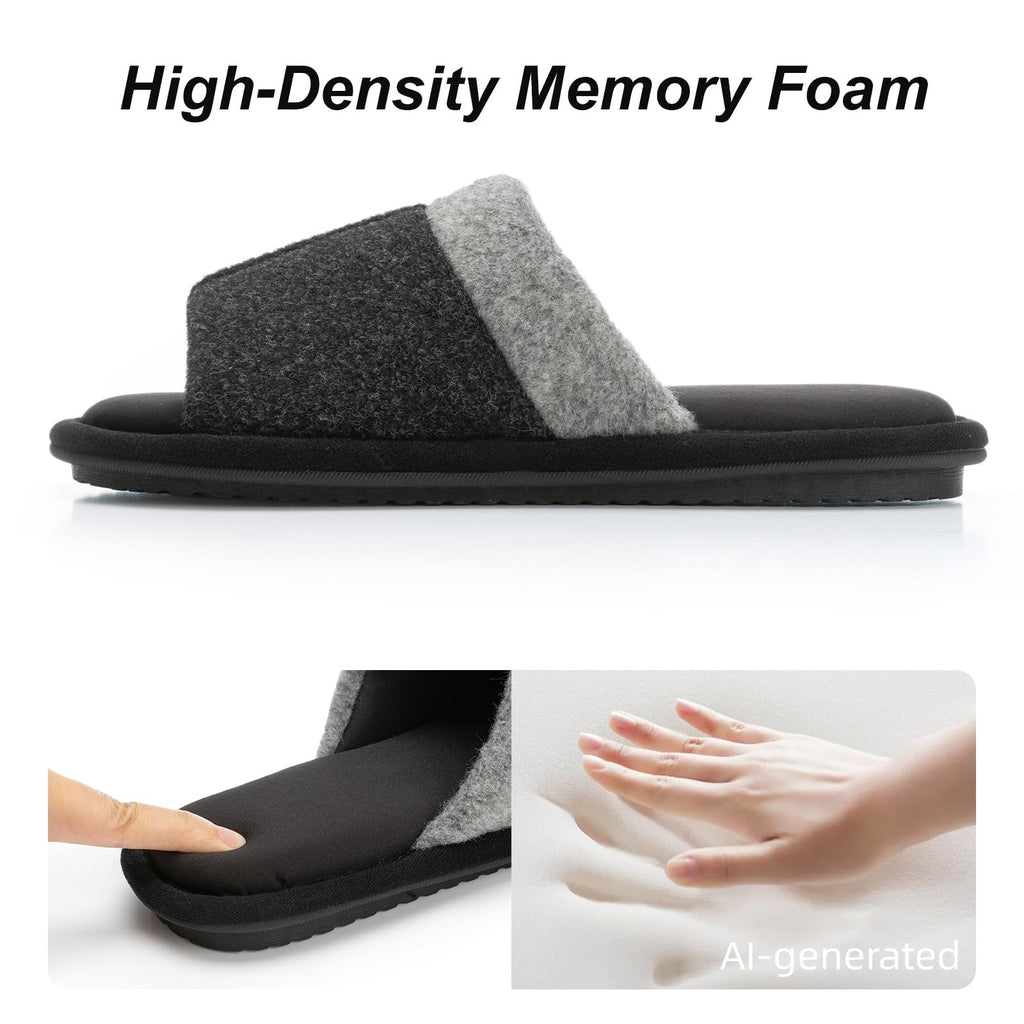 GOEWY Mens Cozy Memory Foam Slippers Indoor Outdoor Gifts for Men Slip On House Shoes Anti-skid Soft Open Toe Slippers
