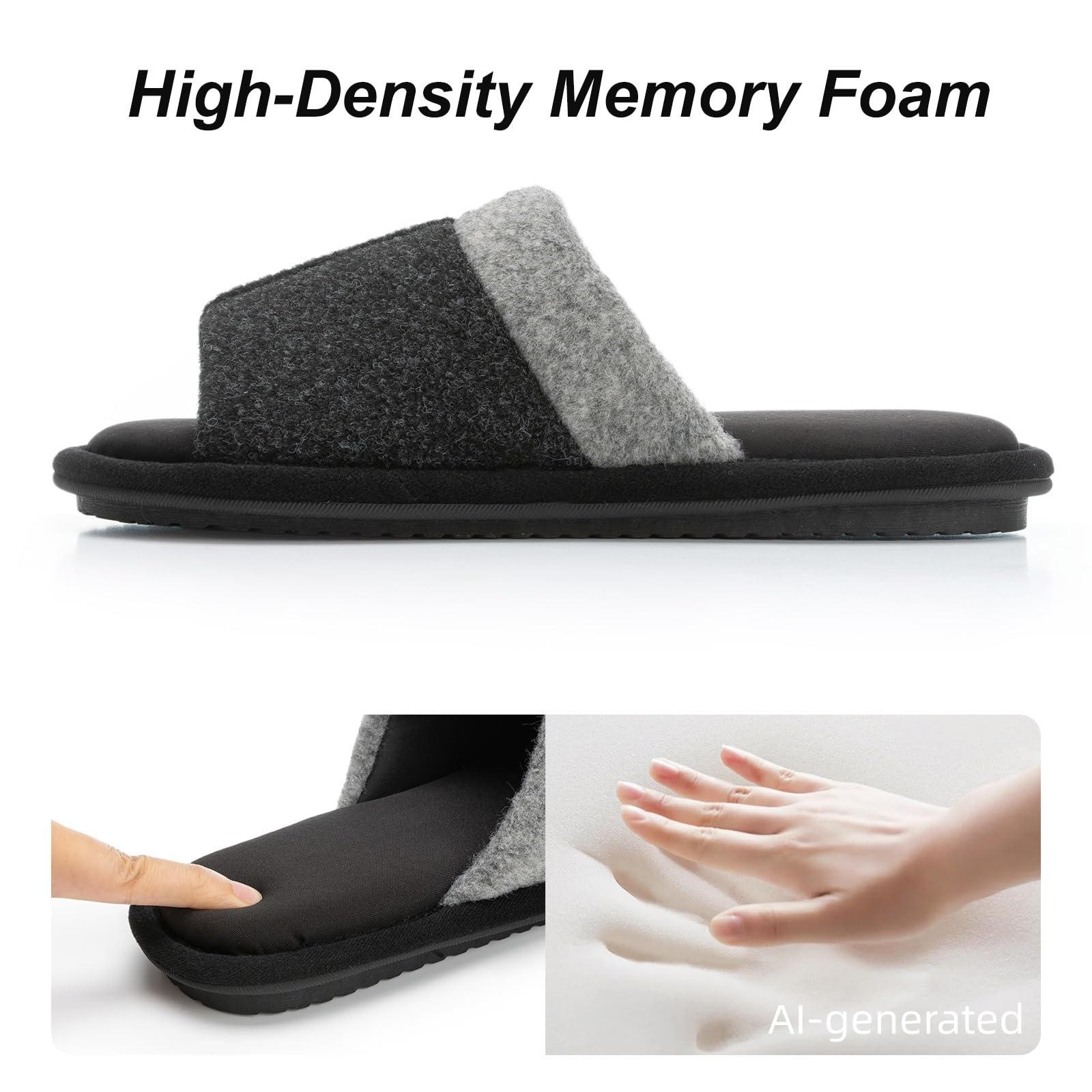 GOEWY Mens Cozy Memory Foam Slippers Indoor Outdoor Gifts for Men Slip On House Shoes Anti-skid Soft Open Toe Slippers