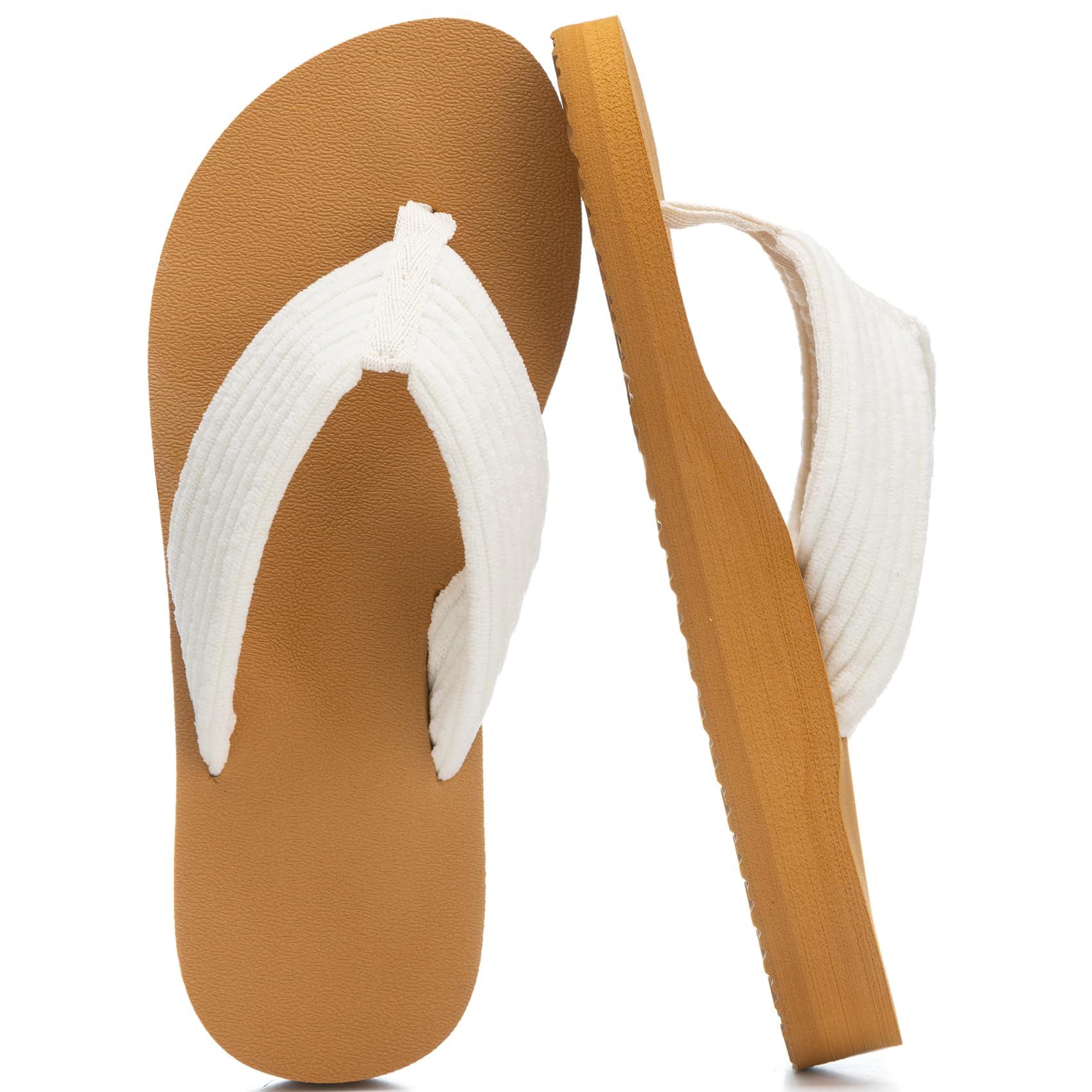 GOEWY Flip Flops for Women With Arch Support Womens Sandals Comfortable Yoga Mat Corduroy Summer Beach Walking Thong Slides Shoes Slip On Indoor Outdoor