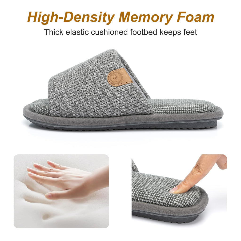 GOEWY Mens Cozy Memory Foam Slippers Indoor Outdoor Gifts for Men Slip On House Shoes Anti-skid Soft Open Toe Slippers