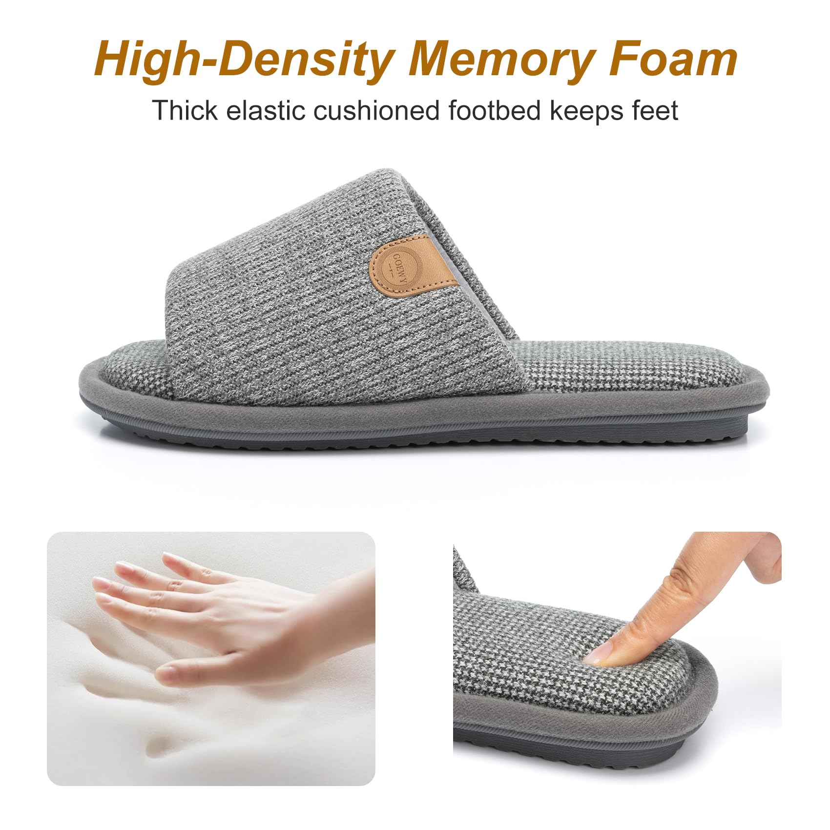 GOEWY Mens Cozy Memory Foam Slippers Indoor Outdoor Gifts for Men Slip On House Shoes Anti-skid Soft Open Toe Slippers