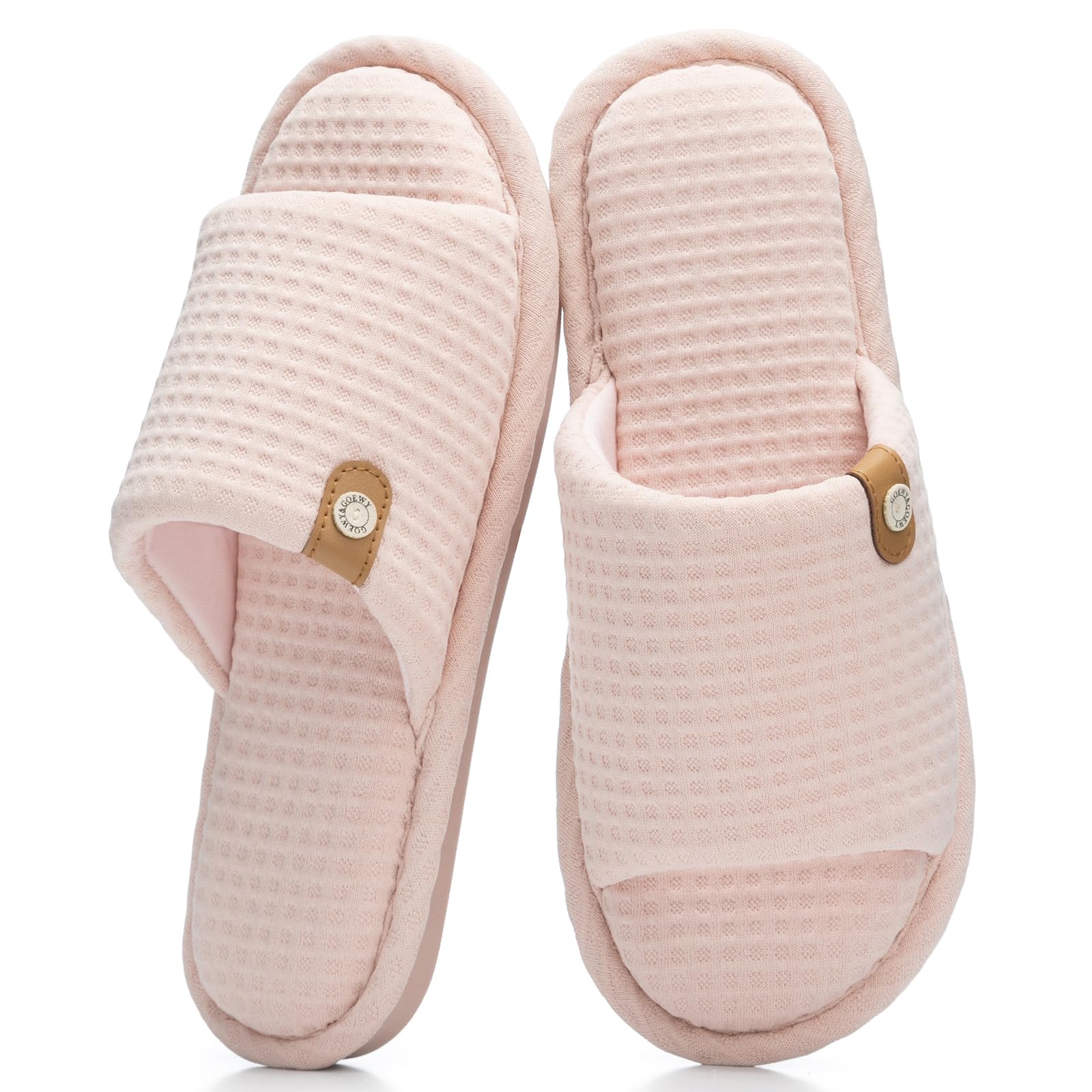 GOEWY Open Toe Slippers for Women with Memory Foam Slip On House Slippers indoor outdoor Anti-Skid Soft Birthday Gifts for Women Her Mom