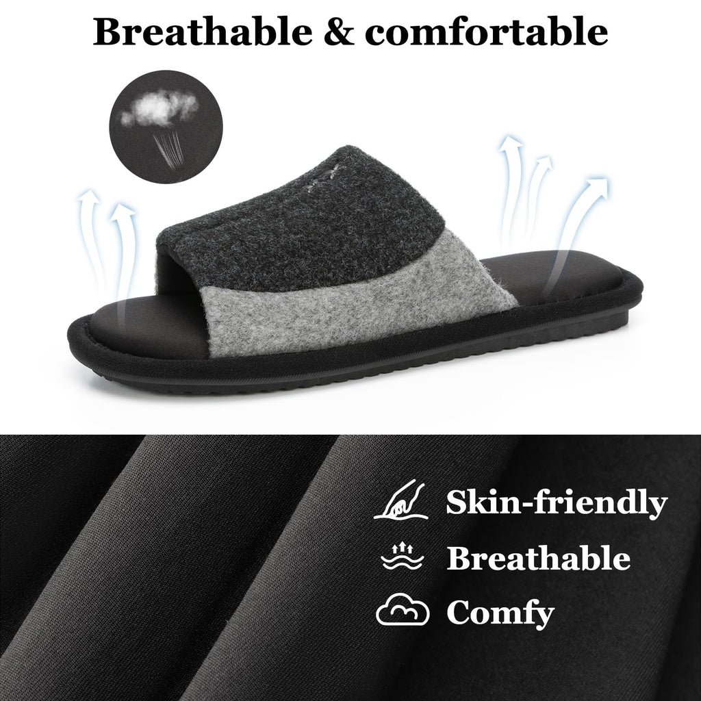 GOEWY Mens Cozy Memory Foam Slippers Indoor Outdoor Gifts for Men Slip On House Shoes Anti-skid Soft Open Toe Slippers