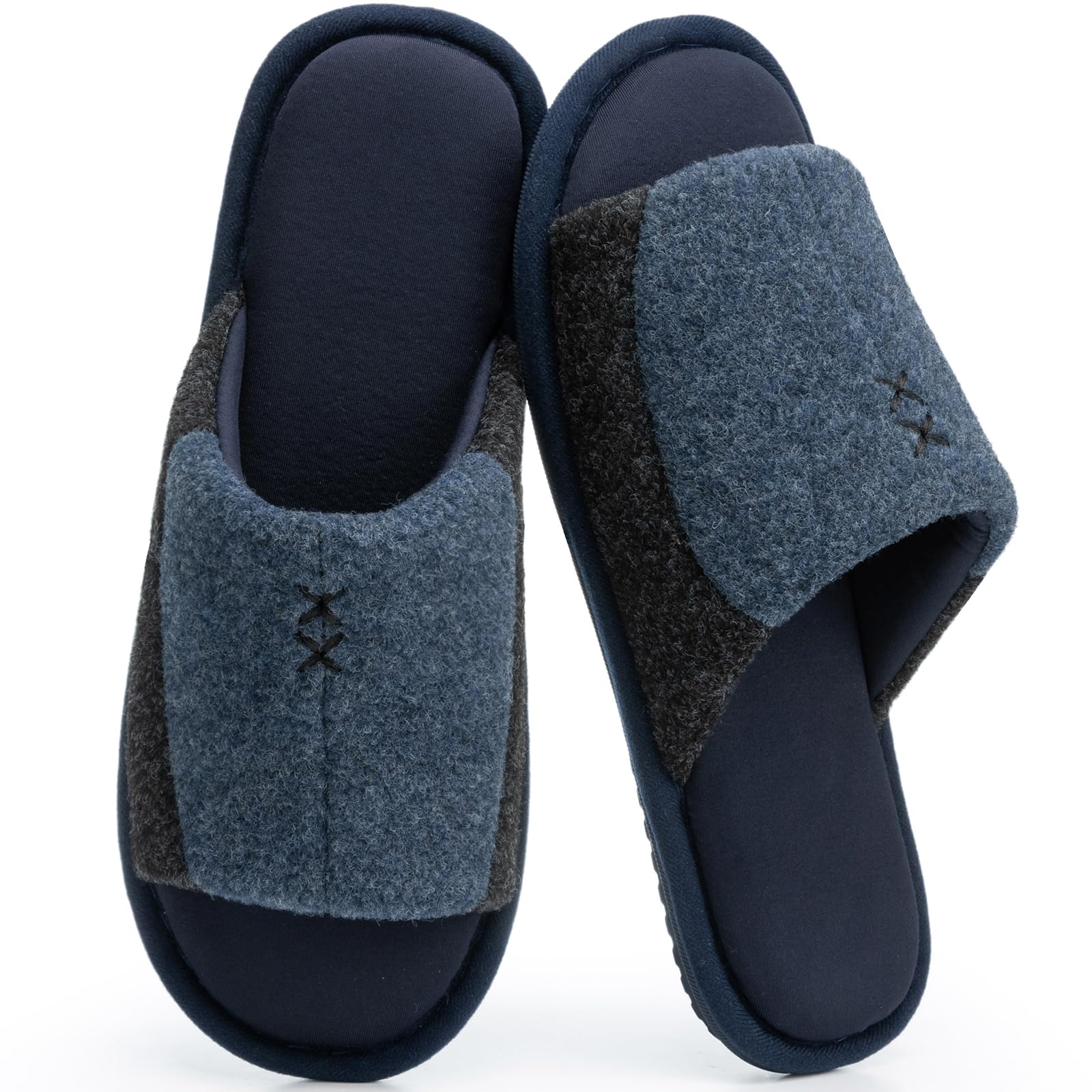 GOEWY Mens Cozy Memory Foam Slippers Indoor Outdoor Gifts for Men Slip On House Shoes Anti-skid Soft Open Toe Slippers