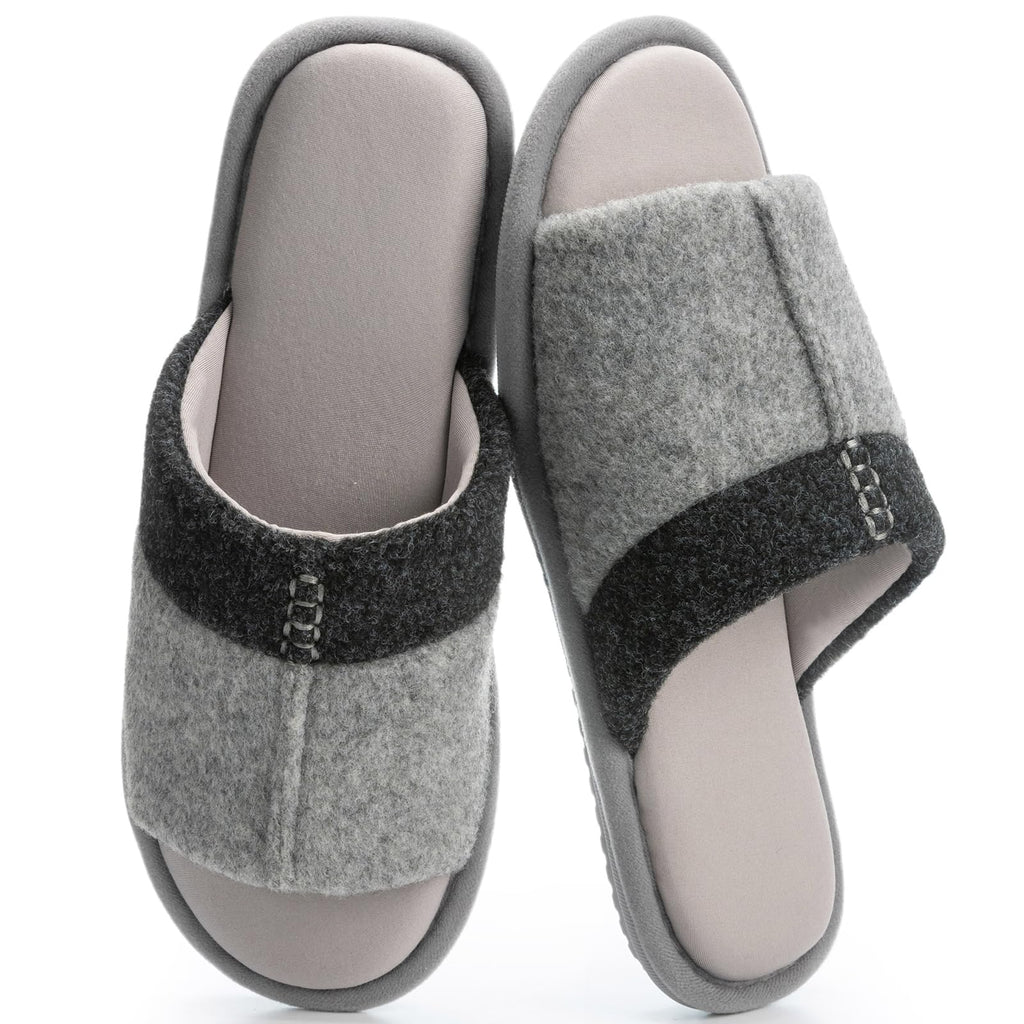 GOEWY Mens Cozy Memory Foam Slippers Indoor Outdoor Gifts for Men Slip On House Shoes Anti-skid Soft Open Toe Slippers