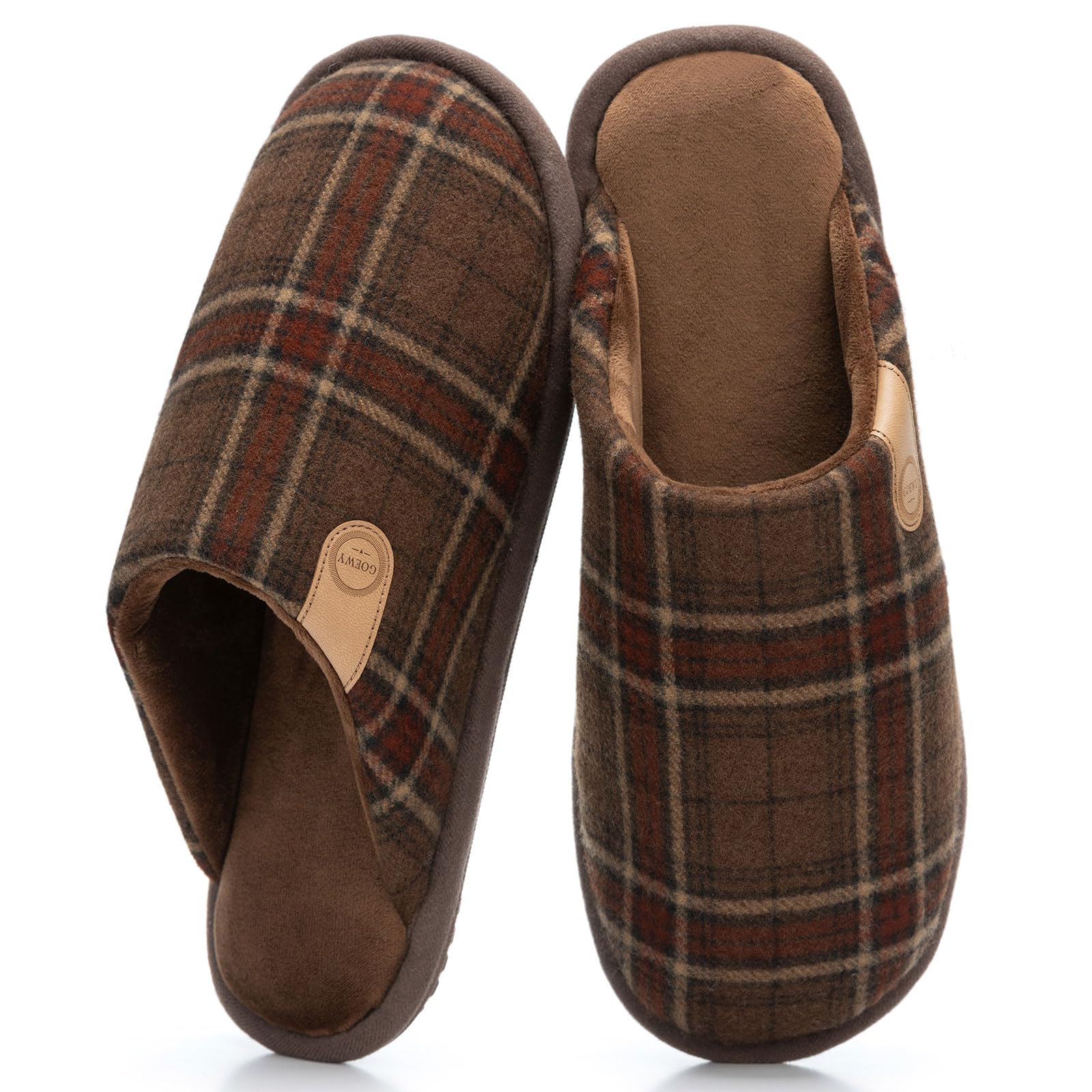 GOEWY Men's Slippers Cozy House Slippers, Warm Soft Indoor Outdoor Cotton Slipper for Men with Memory Foam Gifts for Men Him Dad