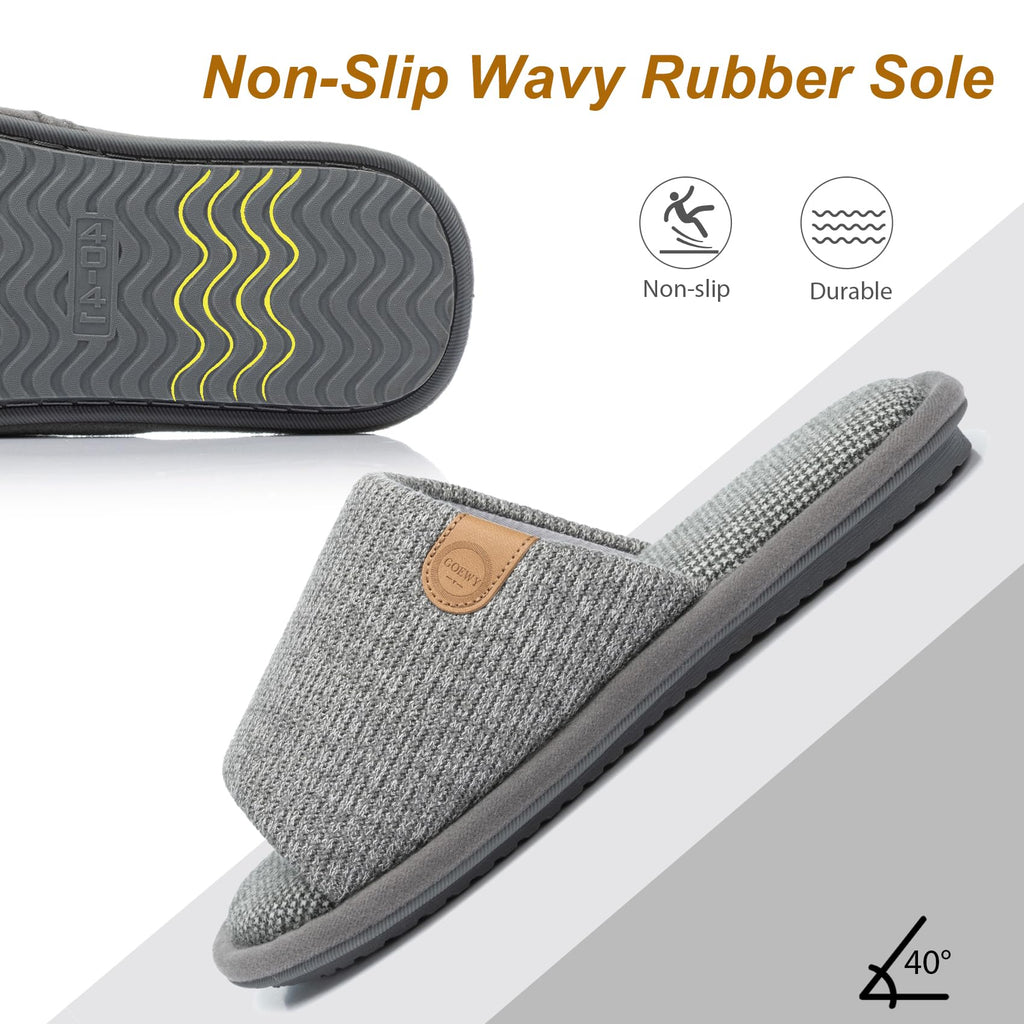 GOEWY Mens Cozy Memory Foam Slippers Indoor Outdoor Gifts for Men Slip On House Shoes Anti-skid Soft Open Toe Slippers