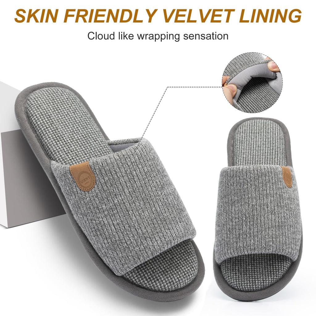 GOEWY Mens Cozy Memory Foam Slippers Indoor Outdoor Gifts for Men Slip On House Shoes Anti-skid Soft Open Toe Slippers