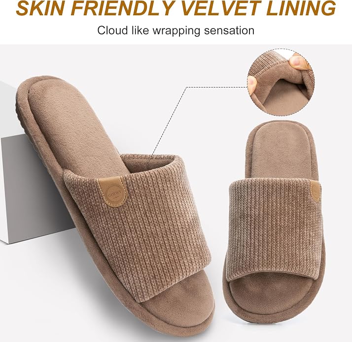 GOEWY Mens Cozy Memory Foam Slippers Indoor Outdoor Gifts for Men Slip On House Shoes Anti-skid Soft Open Toe Slippers