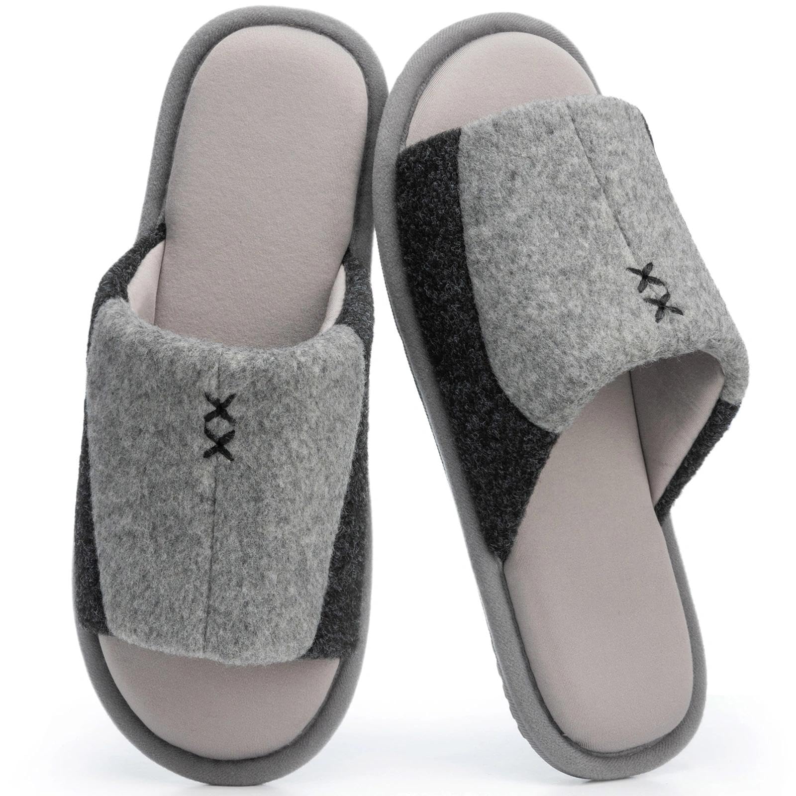 GOEWY Mens Cozy Memory Foam Slippers Indoor Outdoor Gifts for Men Slip On House Shoes Anti-skid Soft Open Toe Slippers