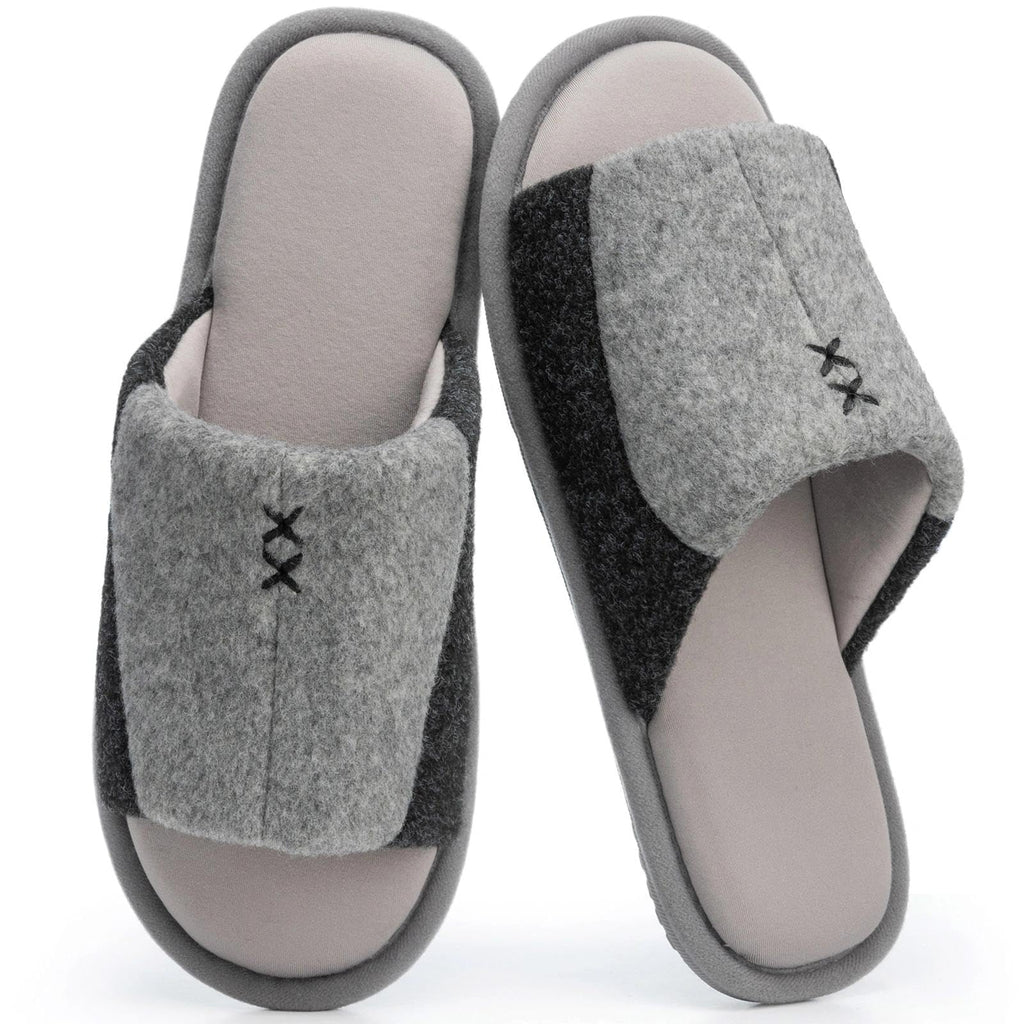 GOEWY Mens Cozy Memory Foam Slippers Indoor Outdoor Gifts for Men Slip On House Shoes Anti-skid Soft Open Toe Slippers