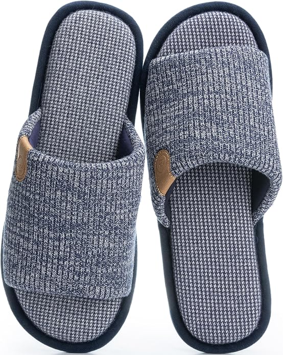 GOEWY Mens Cozy Memory Foam Slippers Indoor Outdoor Gifts for Men Slip On House Shoes Anti-skid Soft Open Toe Slippers